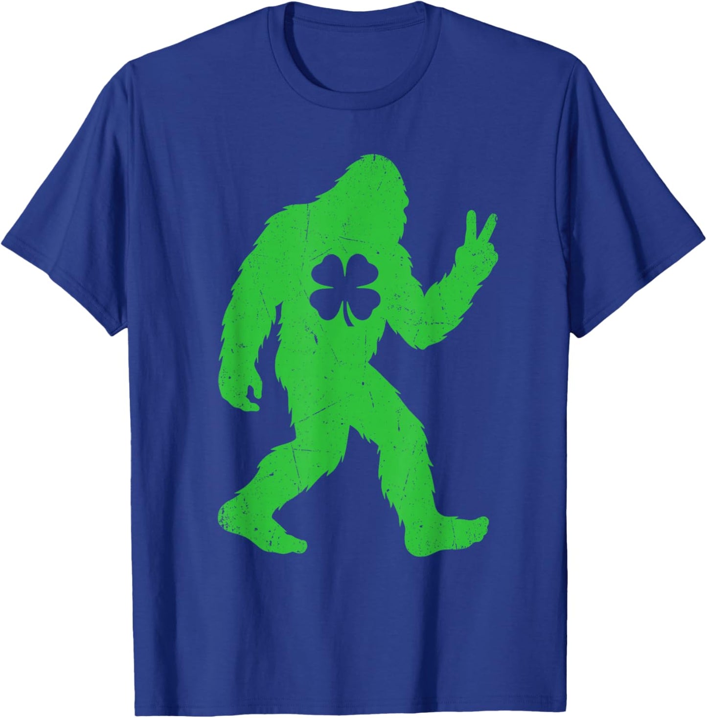 Retro Funny St Patrick's Day Bigfoot Shamrock Men Women Kids T-Shirt - T-Shirt | Royal