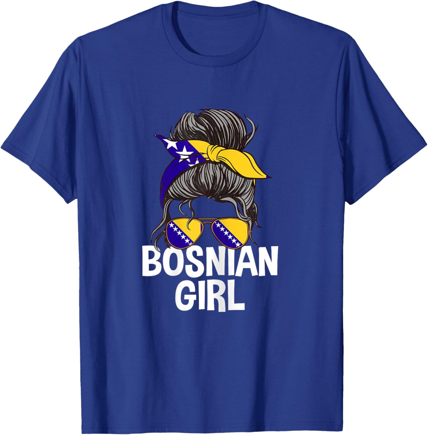 Bosnian Girl Messy Hair Bun Bosnia Woman T-Shirt - T-Shirt | Royal