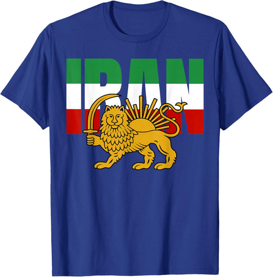 Free Iran Symbol Flag Heartbeat Freedom Love with Lion T-Shirt - T-Shirt | Royal