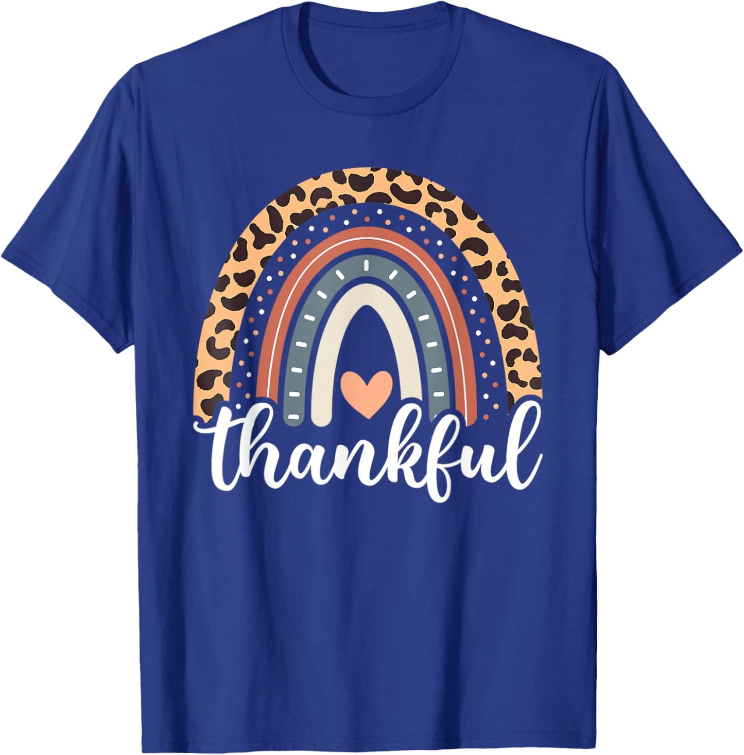Thankful Thanksgiving Rainbow Leopard Women Girls T-Shirt - T-Shirt | Royal