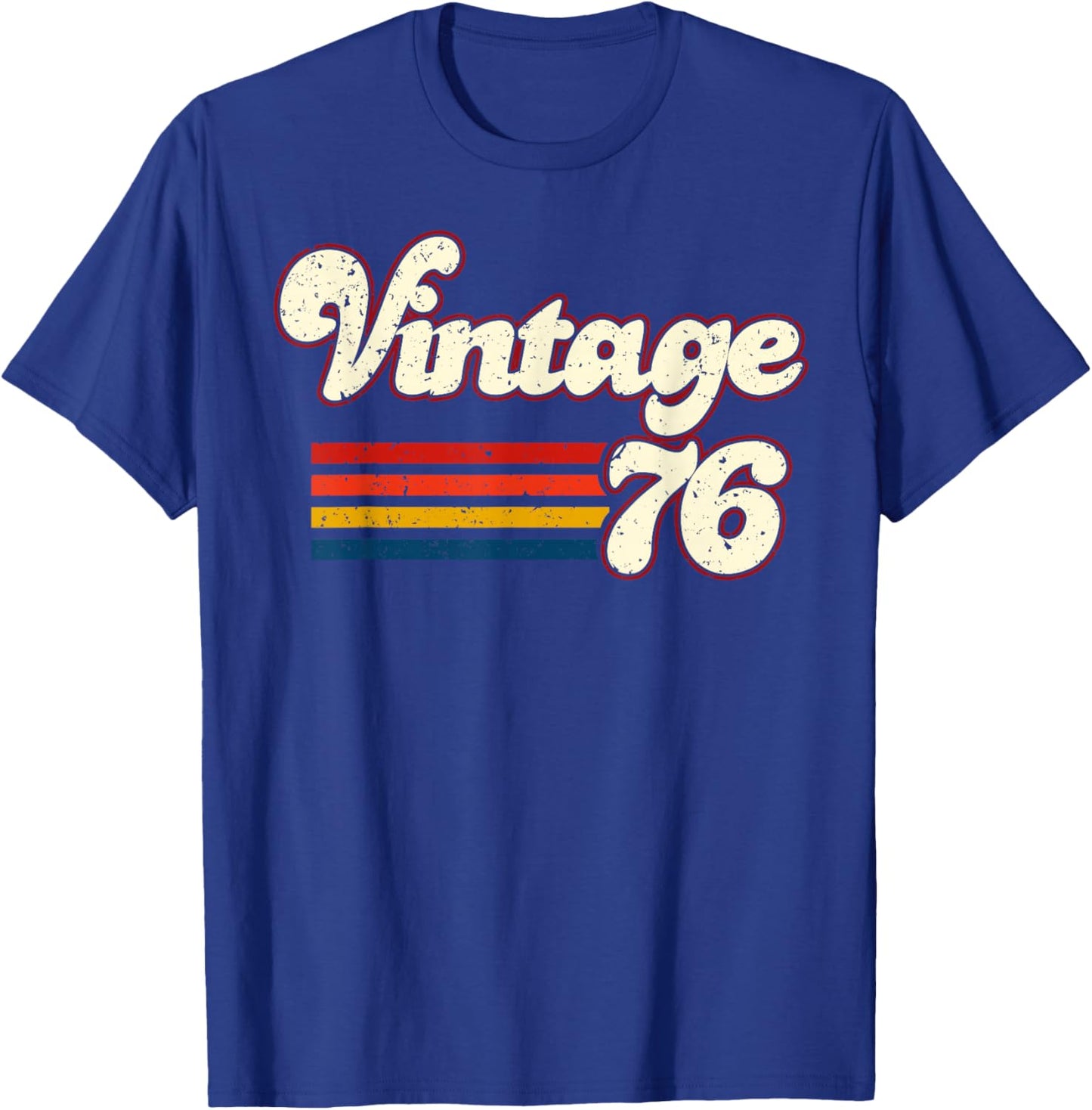 Vintage 76 Happy 50th Birthday Funny Men Women Retro T-Shirt - T-Shirt | Royal