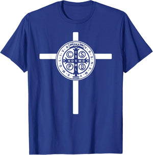 Religious Catholic St. Benedict Medal | Christian T-Shirt - T-Shirt | Royal