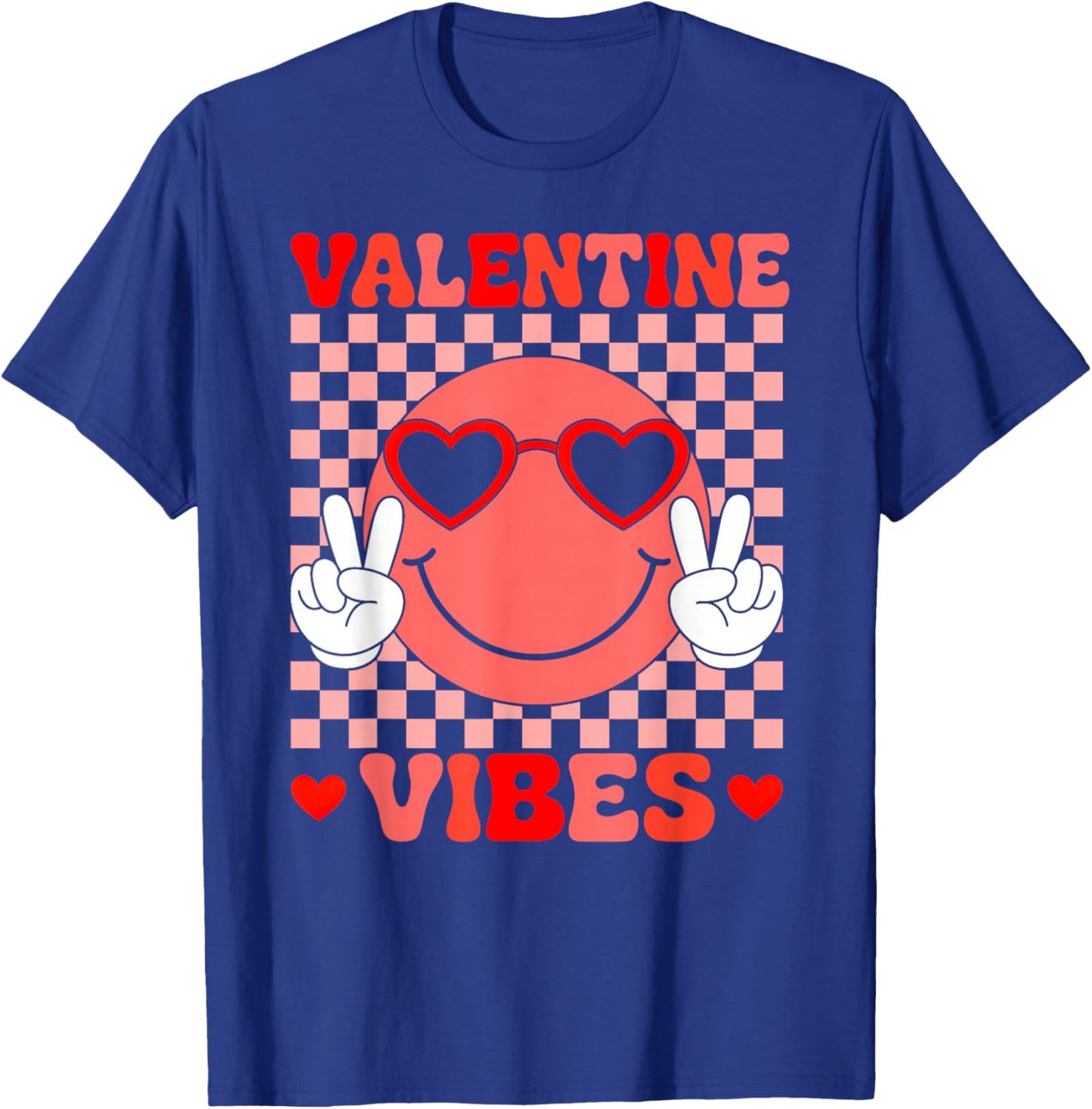 Valentine Vibes Retro Smile Valentines Day Boys Girls Kids T-Shirt - T-Shirt | Royal