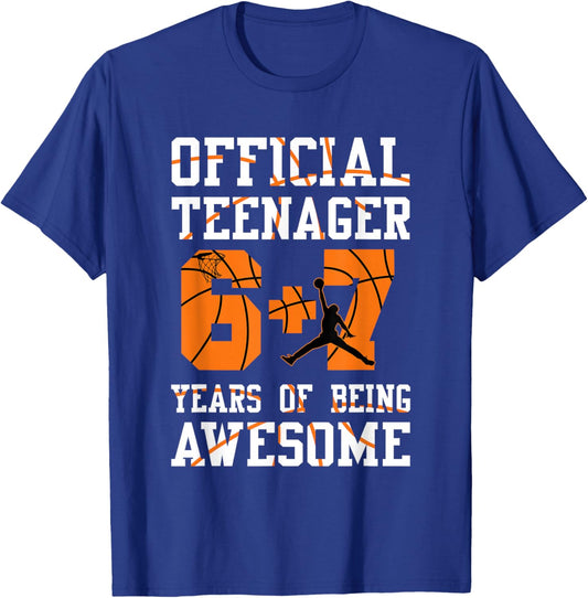 13th Birthday 6+7 13 Official Teenager 67 Meme Basketball T-Shirt - T-Shirt | Royal
