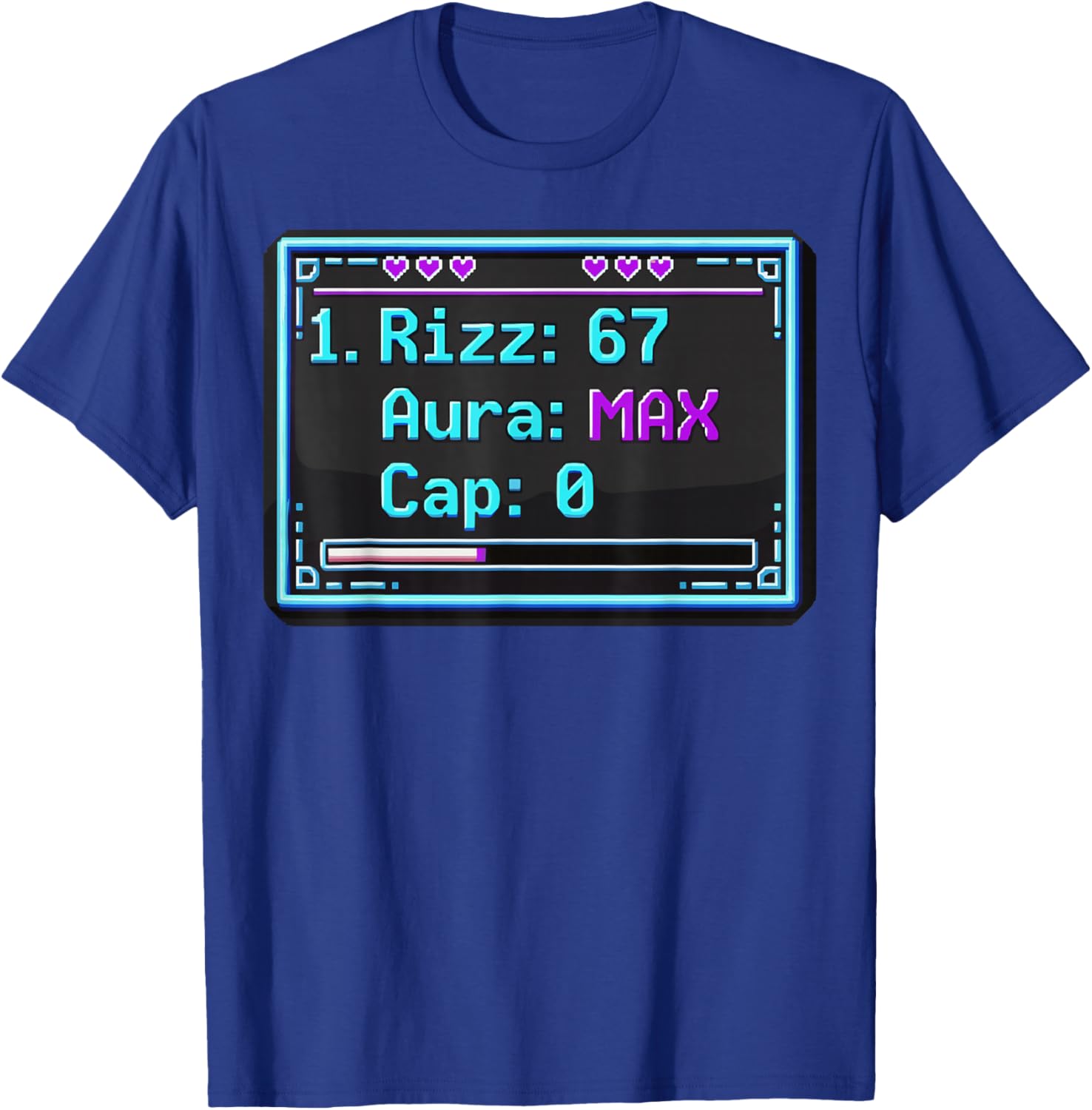 Rizz 67 Aura 0 Cap Retro Gaming Energy Six Seven T-Shirt - T-Shirt | Royal