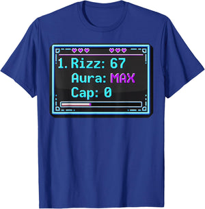 Rizz 67 Aura 0 Cap Retro Gaming Energy Six Seven T-Shirt - T-Shirt | Royal