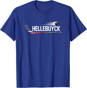 Hellebuyck T Goalie Design with Puck T-Shirt - T-Shirt | Royal