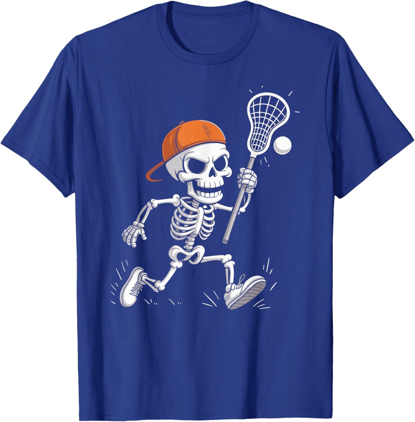 Skeleton Lacrosse Halloween Costume Funny Men Boys Kids T-Shirt - T-Shirt | Royal