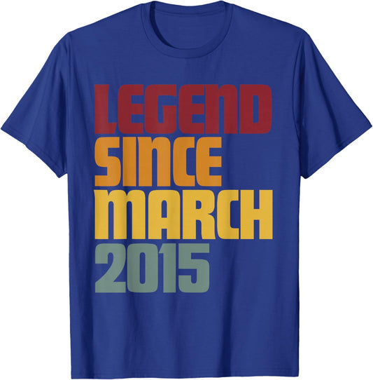 Legend Since March 2015 11th Birthday - Vintage Funny T-Shirt - T-Shirt | Royal