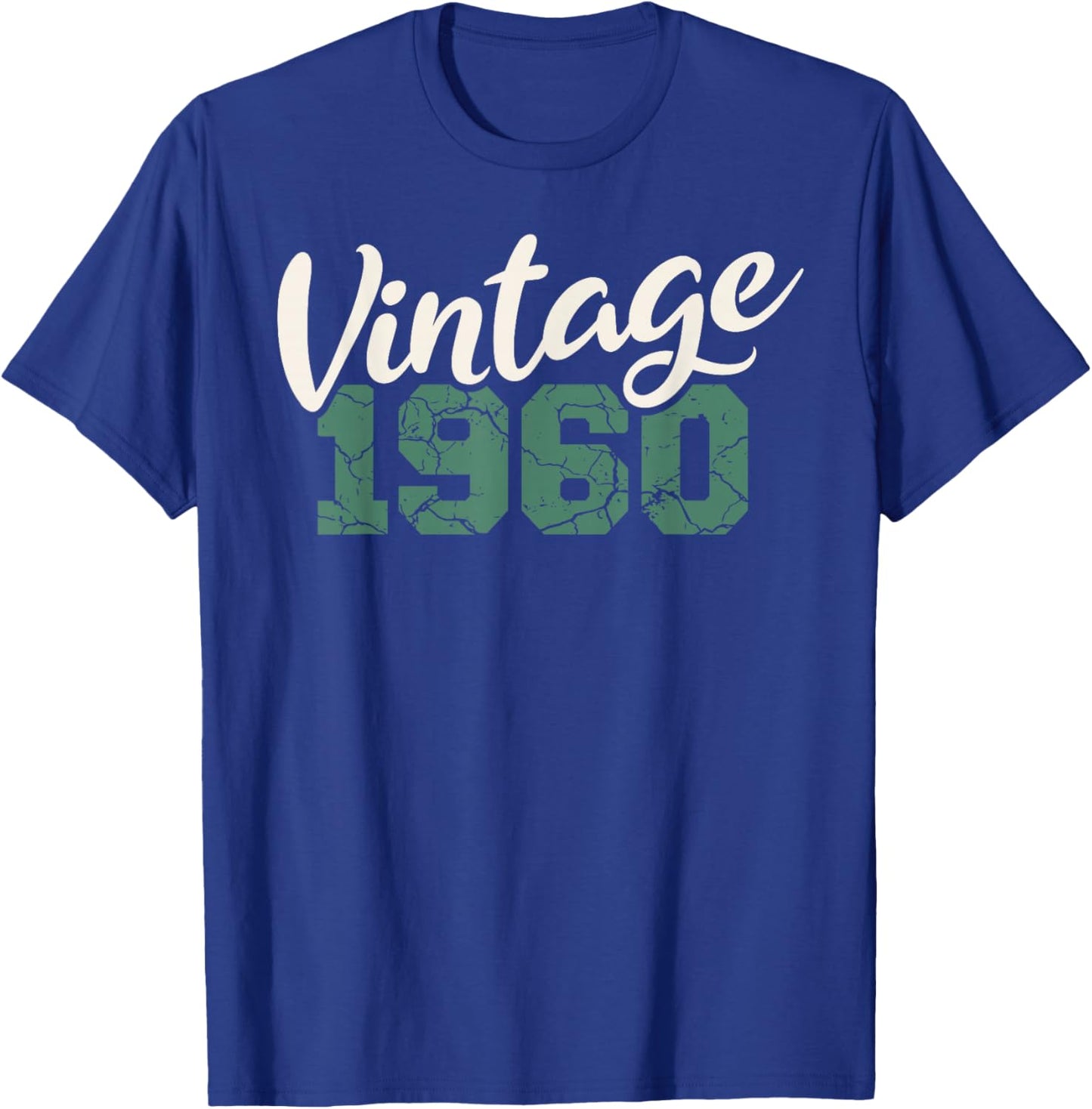 Vintage 1960 Birthday Men Women Retro Distressed Graphic T-Shirt - T-Shirt | Royal
