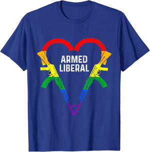 Armed Liberal Gay Gun Owner AK47 Heart LGBTQ Pride AK-47 T-Shirt - T-Shirt | Royal