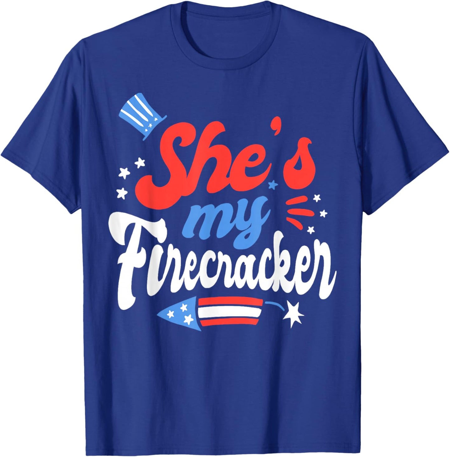 She's My Firecracker Matching 4th of July 2026 for Couples T-Shirt - T-Shirt | Royal