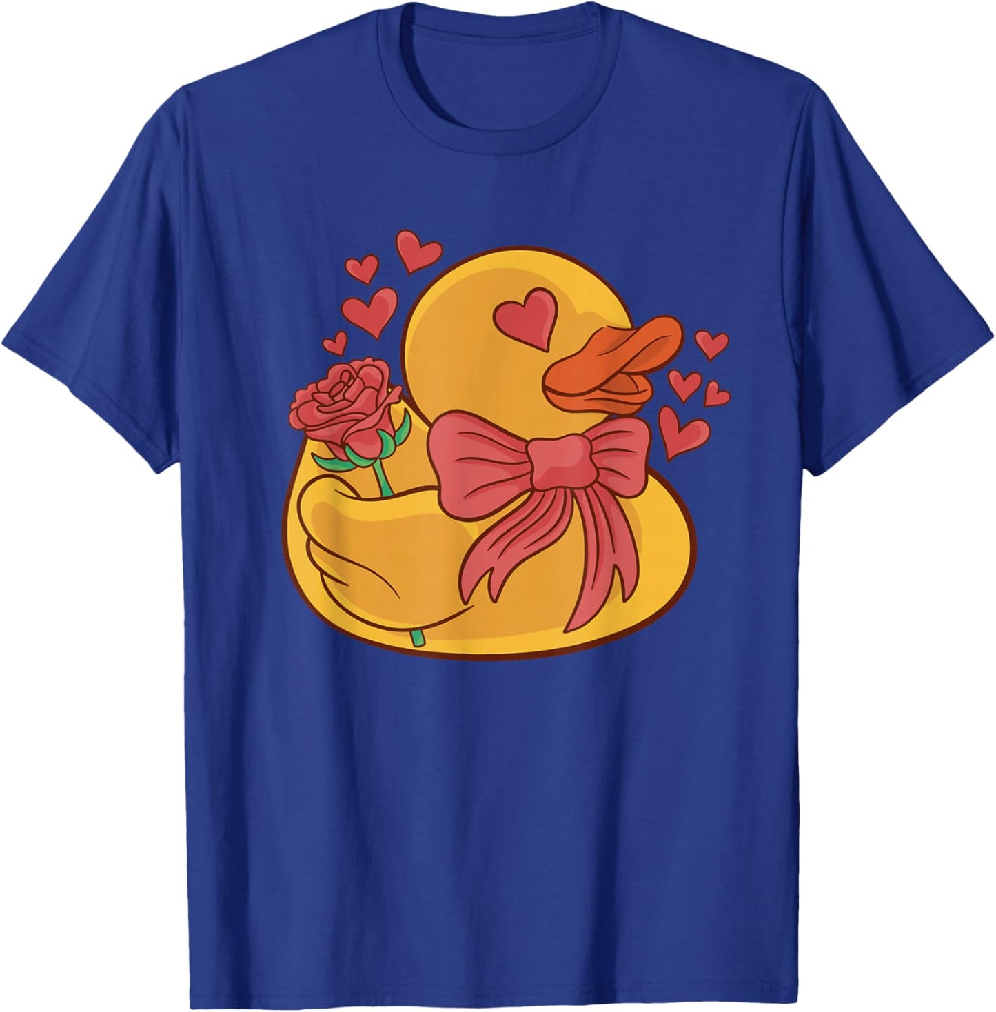 Valentines Rubber Duck with Rose Flowers Rubber Duck Lover T-Shirt - T-Shirt | Royal