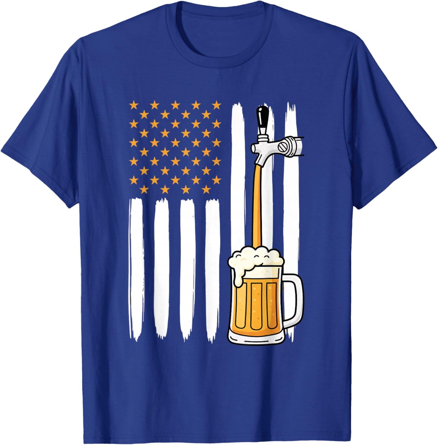 USA Beer Tap Pour - Patriotic American Flag Brew Design T-Shirt - T-Shirt | Royal
