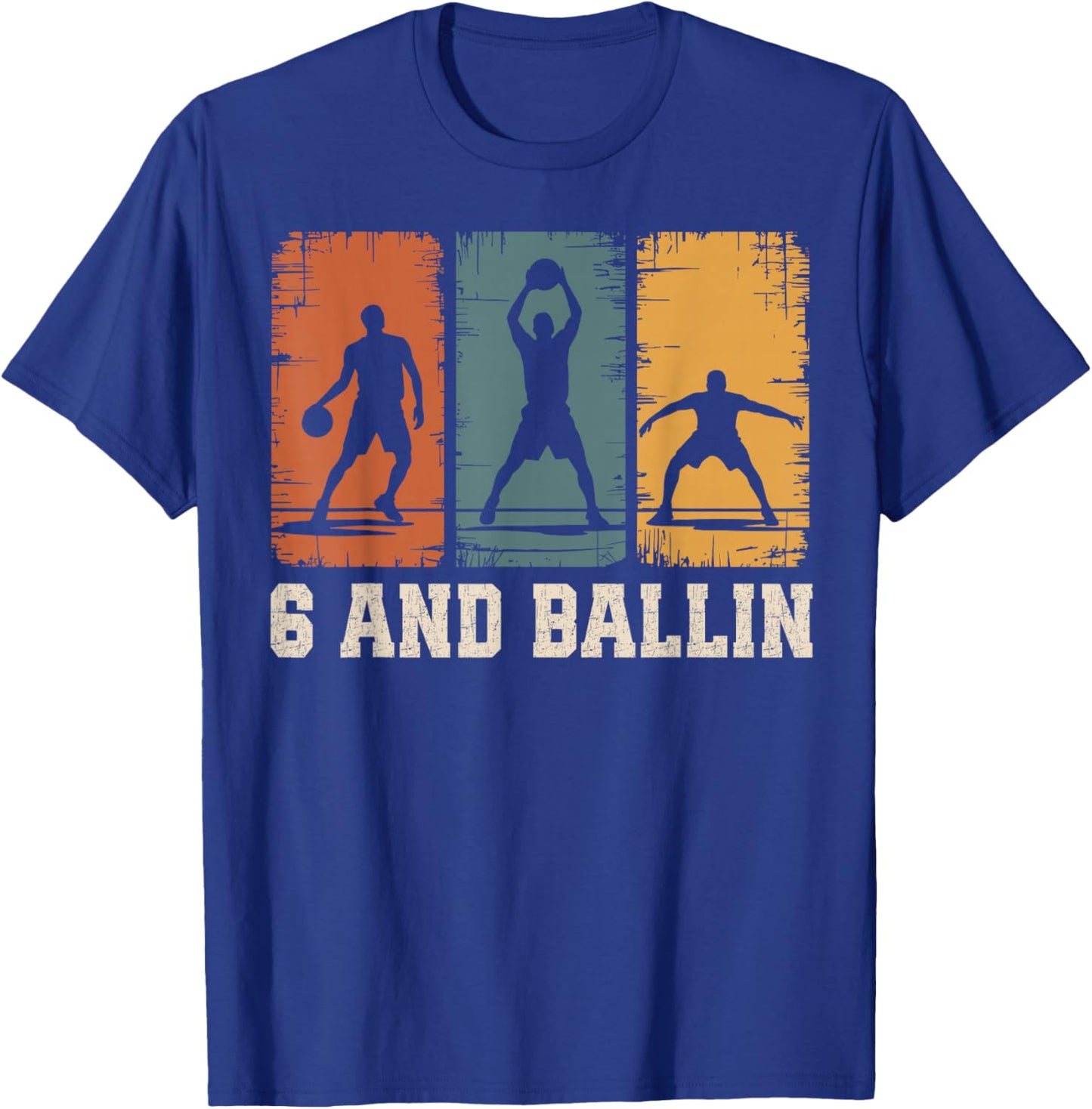 6 and Ballin 6th Birthday Girl 6 Years Old Boy Basketball T-Shirt - T-Shirt | Royal