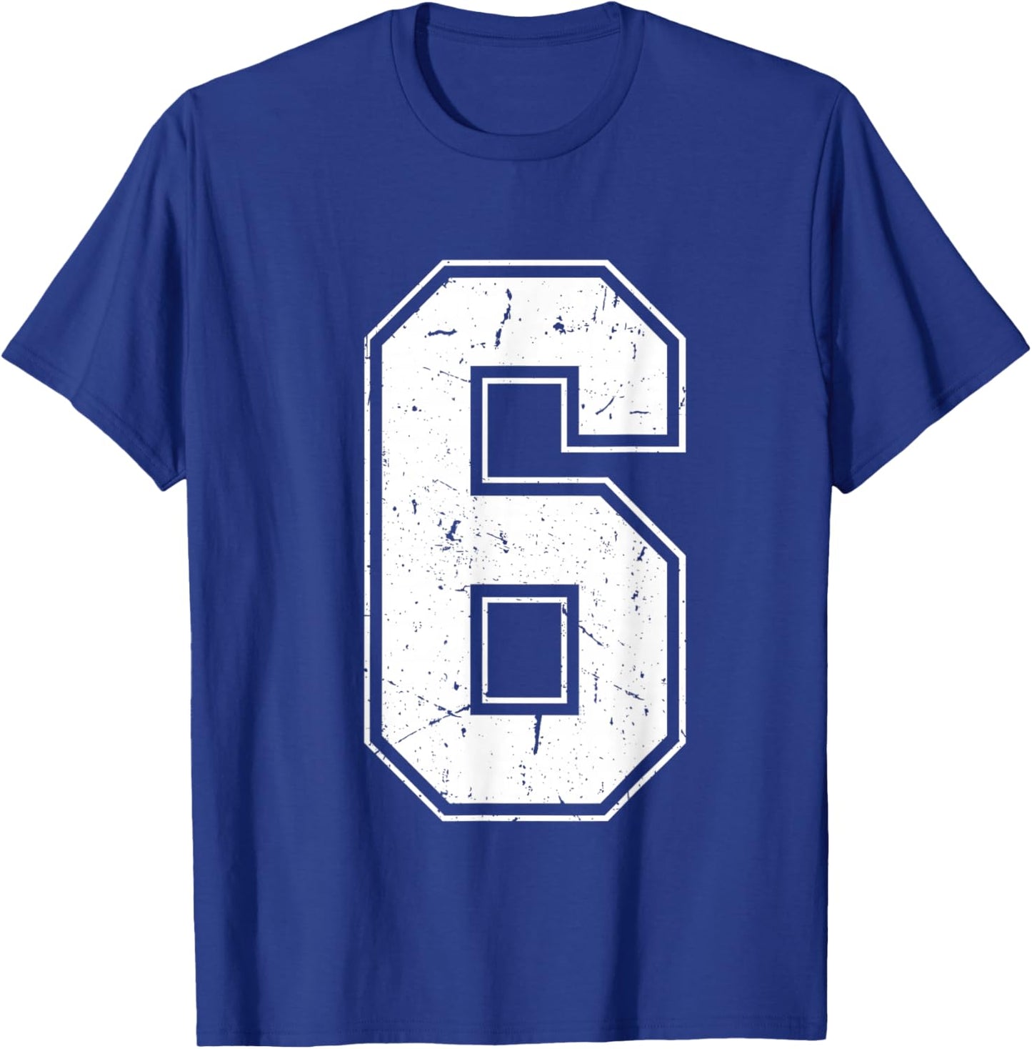 Number 6 Matching Costume 67 Meme Costume Distressed Retro T-Shirt - T-Shirt | Royal