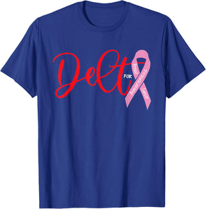 Deltas Wear Pink Breast Cancer Awareness Pink Ribbon T-Shirt - T-Shirt | Royal