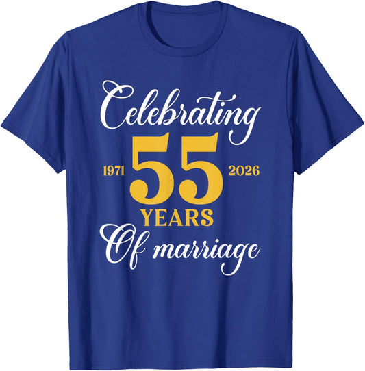 Funny 55 Years of Marriage 1971 55th Wedding Anniversary T-Shirt - T-Shirt | Royal
