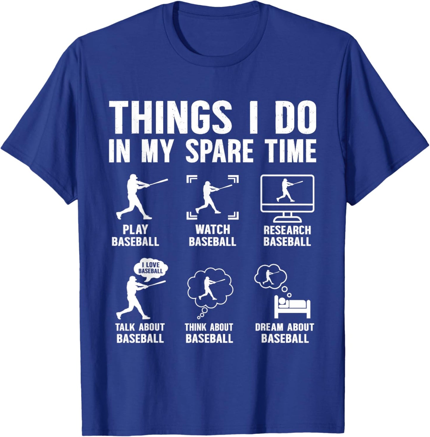 Things I Do in My Spare Time Baseball Lovers Funny Kids Boys T-Shirt - T-Shirt | Royal