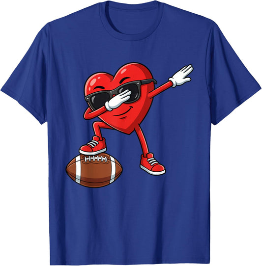 Valentines Day Football Funny Red Heart Dab Boys Men Kids T-Shirt - T-Shirt | Royal
