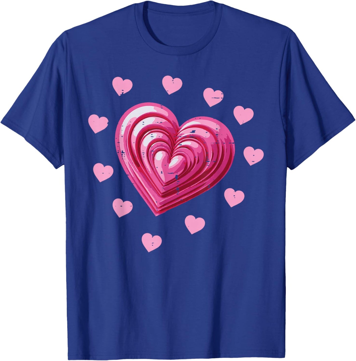 Valentines Day Pink Hearts Cute Love Girls Kids Youth Women T-Shirt - T-Shirt | Royal