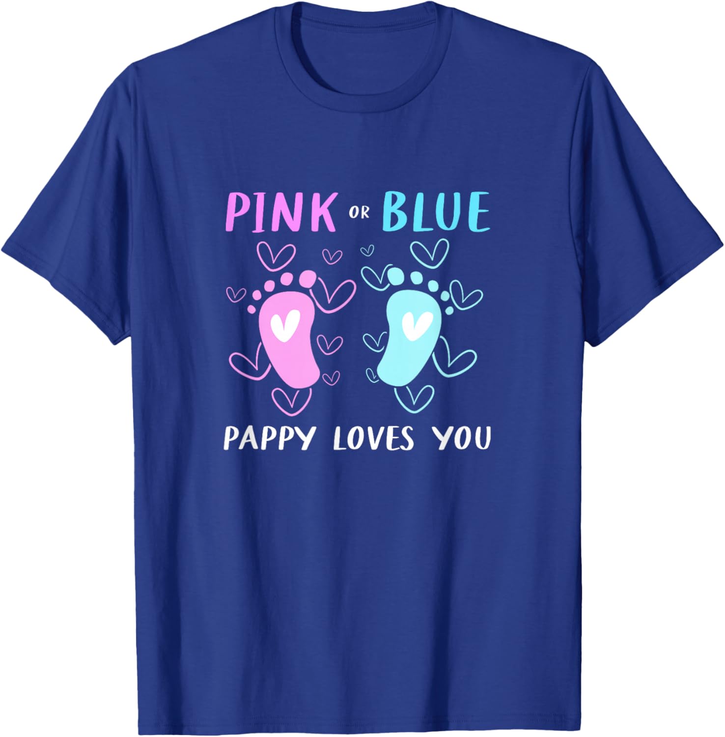 Pink Or Blue Pappy Loves You Grandfather Gender Reveal Pappy T-Shirt - T-Shirt | Royal