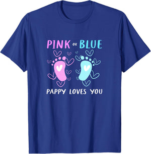 Pink Or Blue Pappy Loves You Grandfather Gender Reveal Pappy T-Shirt - T-Shirt | Royal