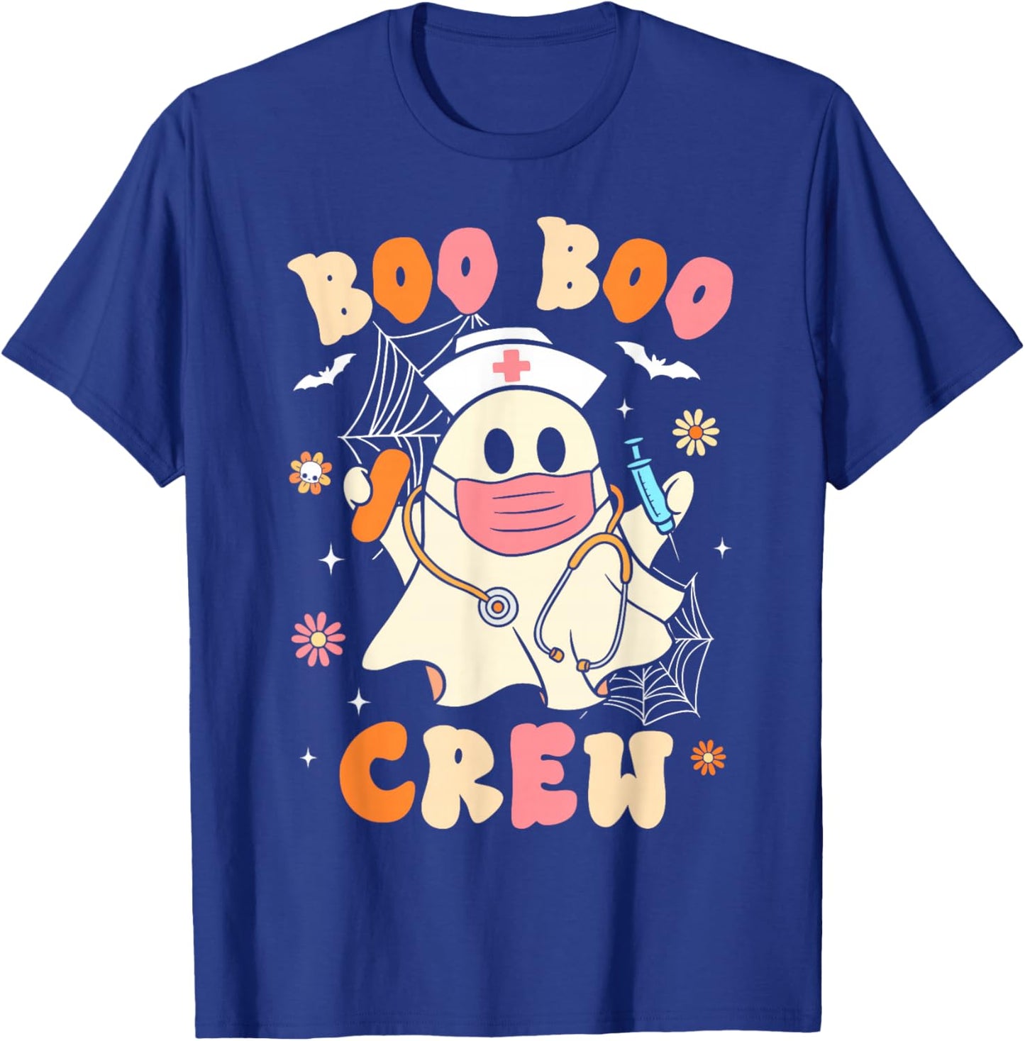 Groovy Boo Boo Crew Nurse Halloween Cute Ghost Women Girls T-Shirt - T-Shirt | Royal