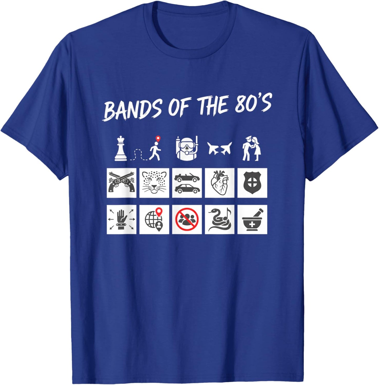 Bands of The 80S Graphic Icons Humor T-Shirt - T-Shirt | Royal