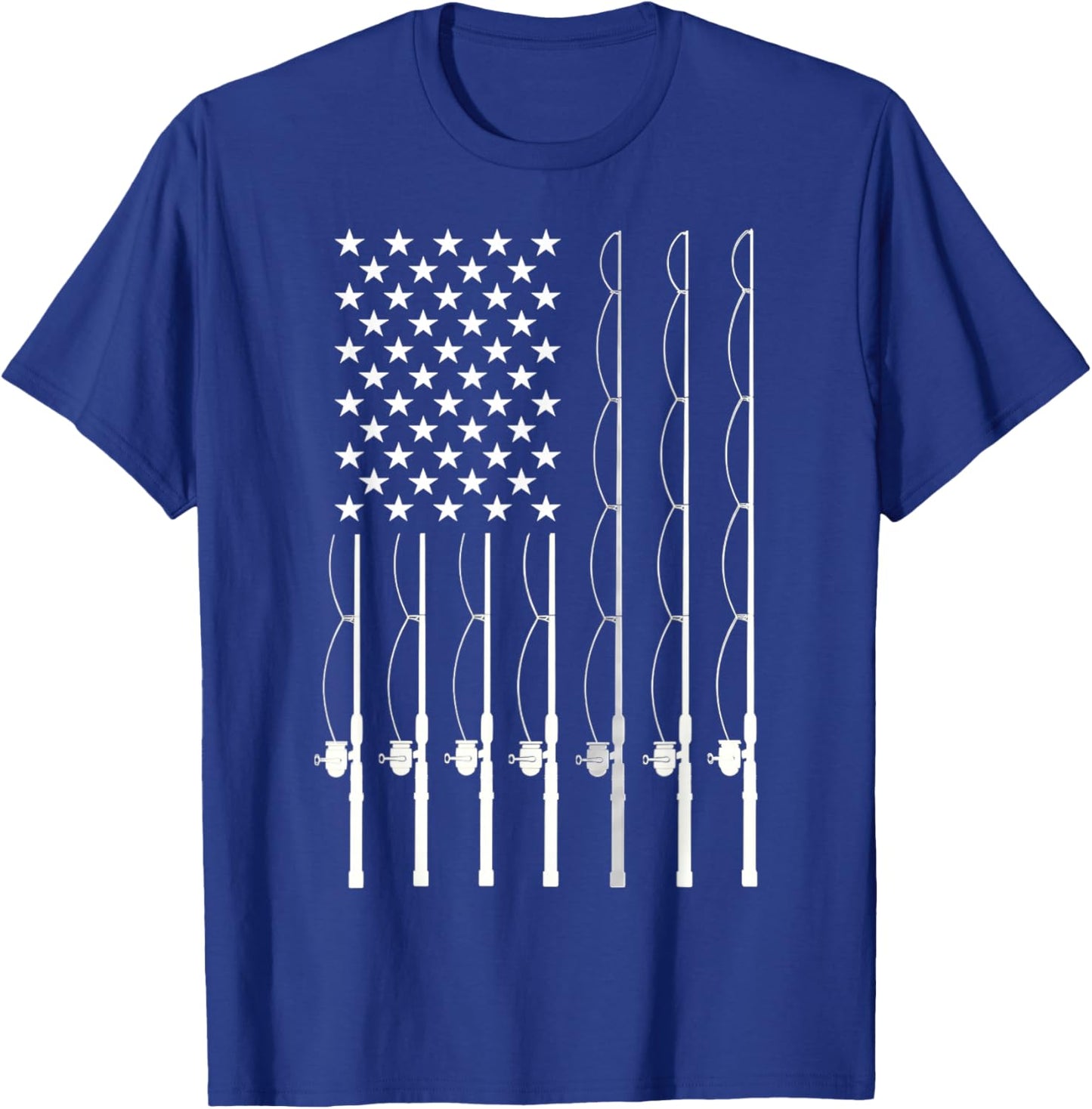 American Flag Fishing Lovers Fishing Dad T-Shirt - T-Shirt | Royal