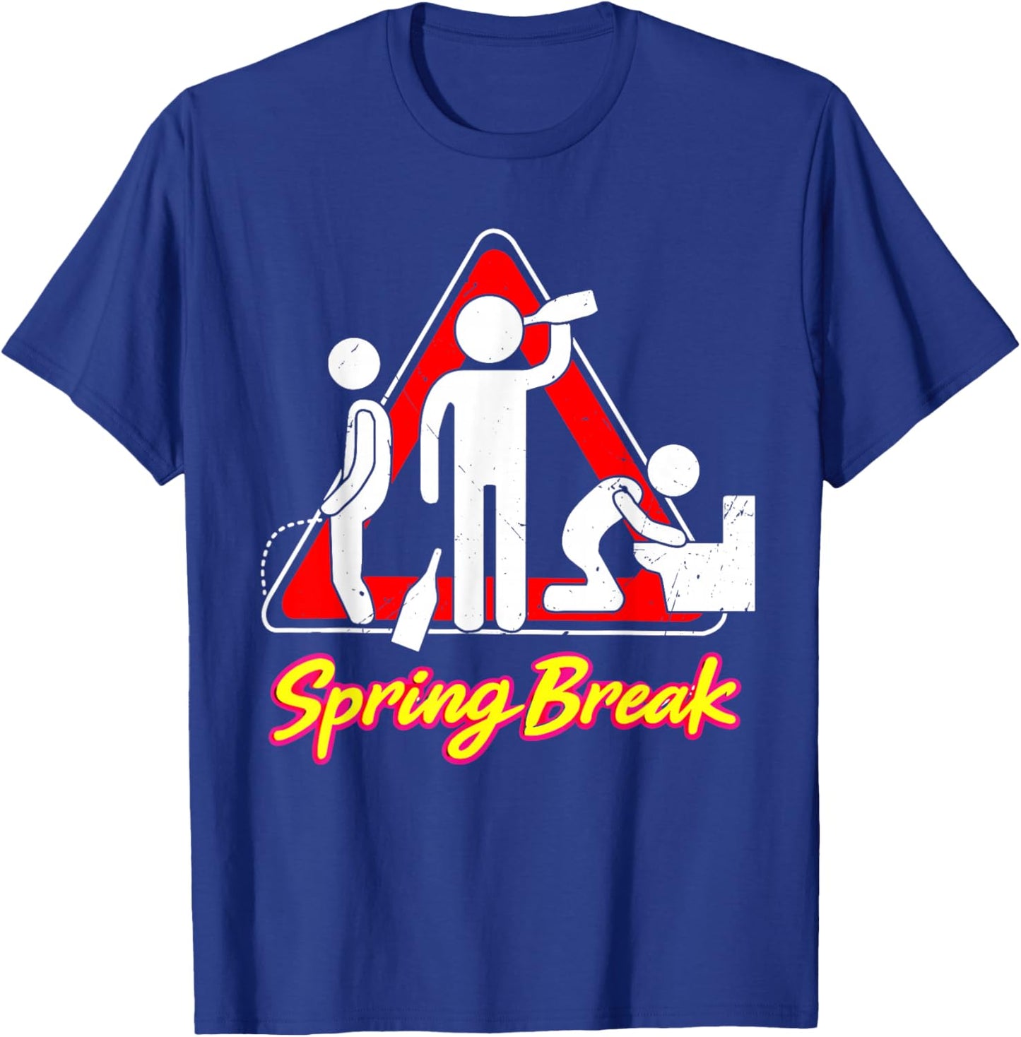 Spring Break Warning Sign Party Vacation Beach Crew T-Shirt - T-Shirt | Royal