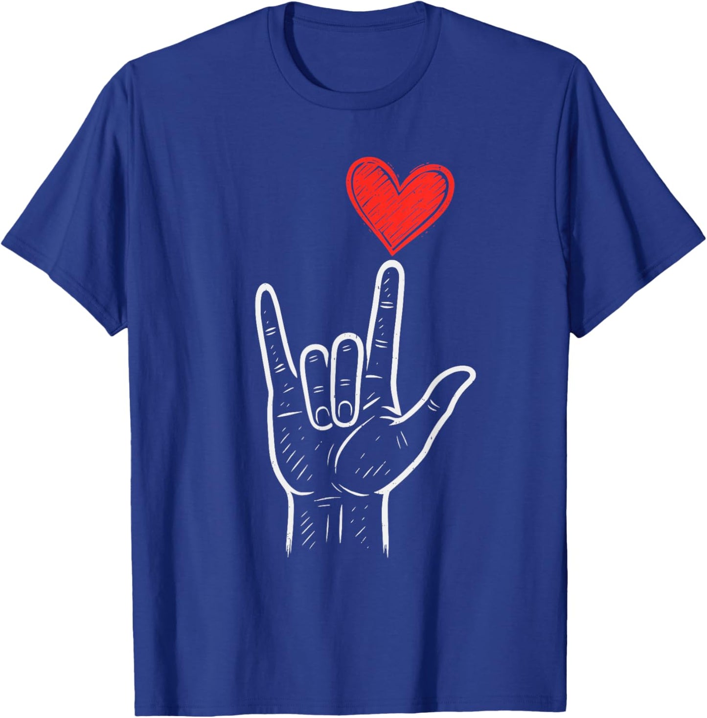 ASL Love Hand Sign Heart Valentines Day Kids T-Shirt - T-Shirt | Royal