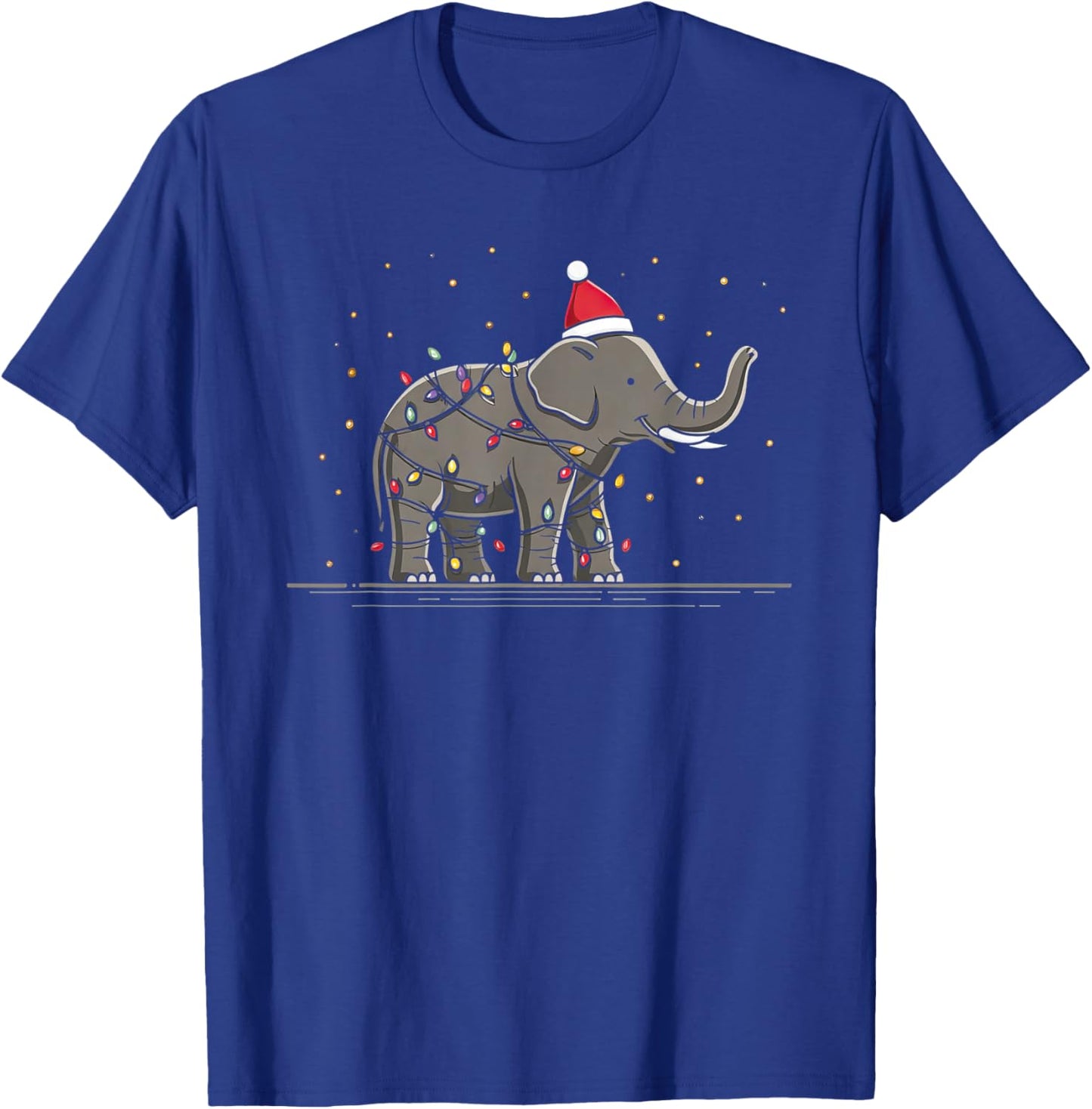 Funny Elephant Christmas Graphics Animal Lights Lover T-Shirt - T-Shirt | Royal