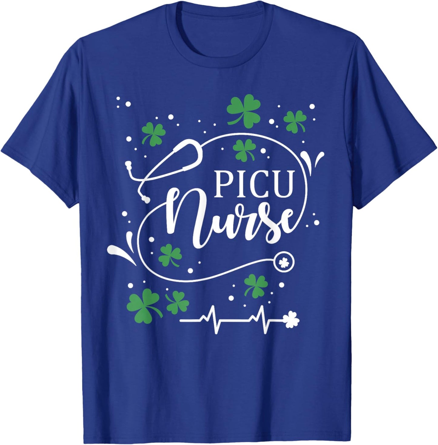 St Patrick's Day PICU Nurse Irish Shamrock St Paddy T-Shirt - T-Shirt | Royal