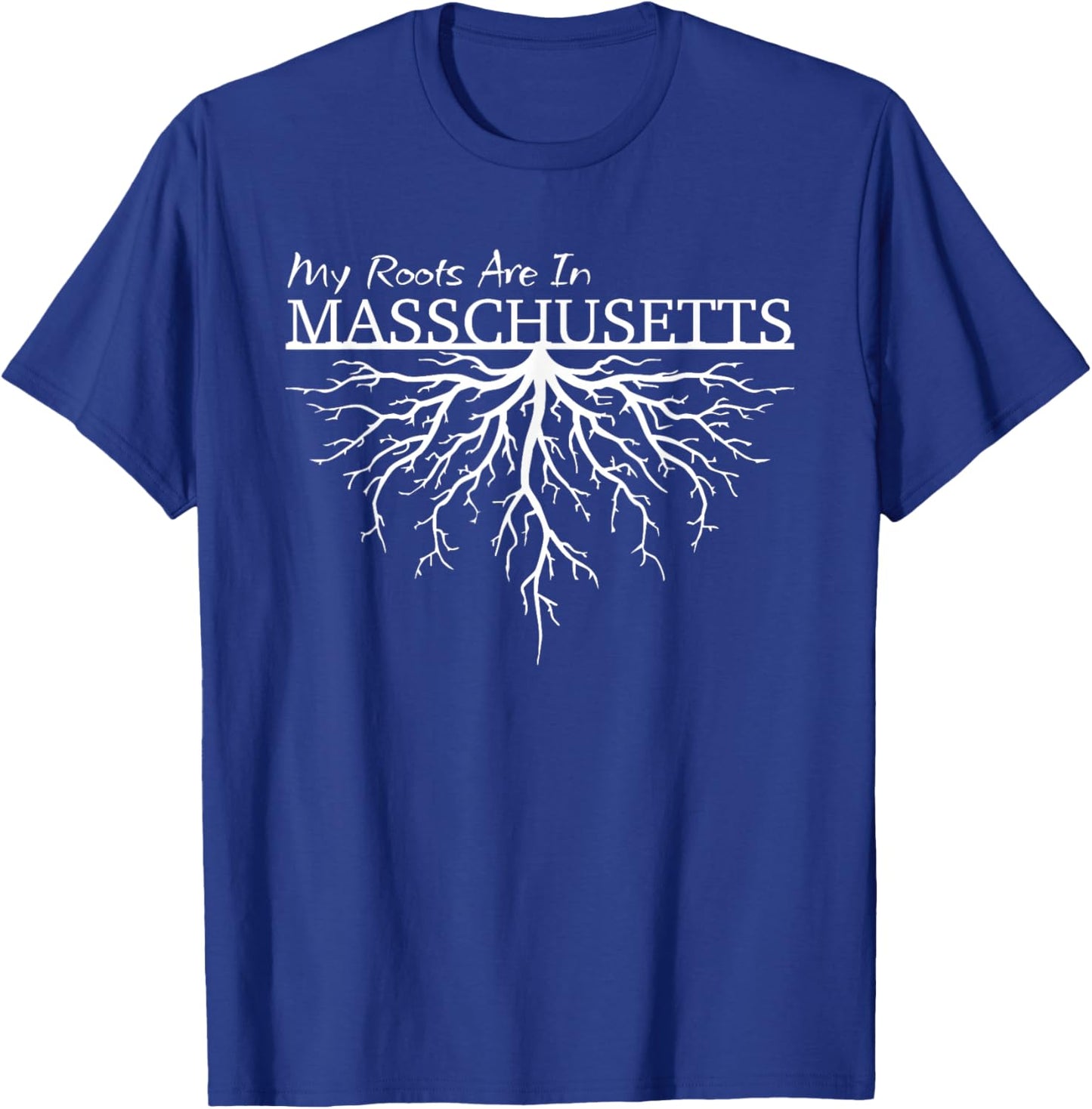 My Roots are in Massachusetts State Pride Tree T-Shirt - T-Shirt | Royal