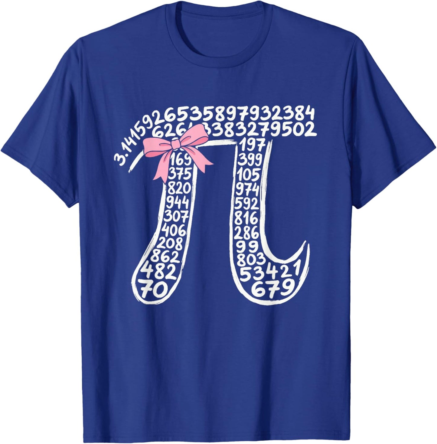 3.14 Digits of Pi Day Women Nerdy Girls Bow Math Lovers T-Shirt - T-Shirt | Royal