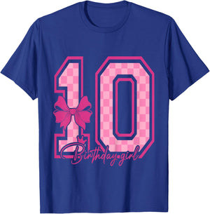 10th Birthday Girl Pink Coquette Bow Ten Bday 10yrs Old Girl T-Shirt - T-Shirt | Royal