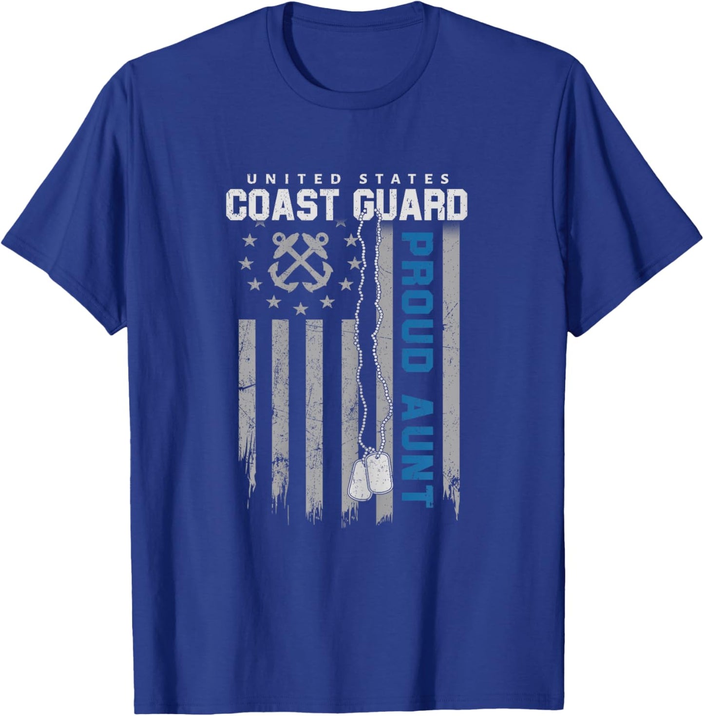 Proud Coast Guard Aunt Flag US Coastie Family Matching T-Shirt - T-Shirt | Royal