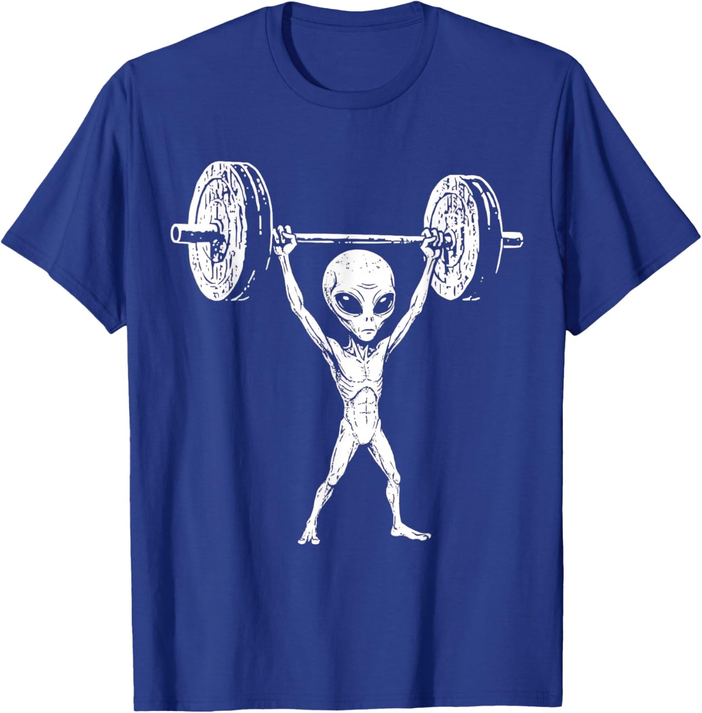 Vintage Alien Retro Weight Lifting Gym Alien Deadlift Funny T-Shirt - T-Shirt | Royal