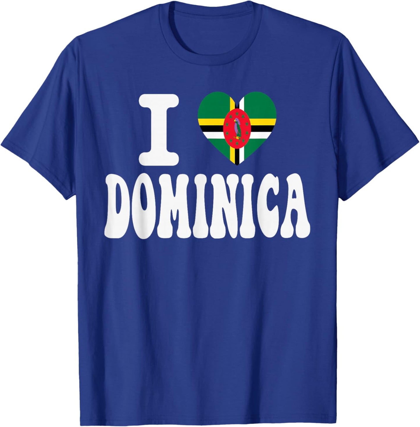 I Love Dominica Heart Flag Retro Travel Souvenir T-Shirt - T-Shirt | Royal