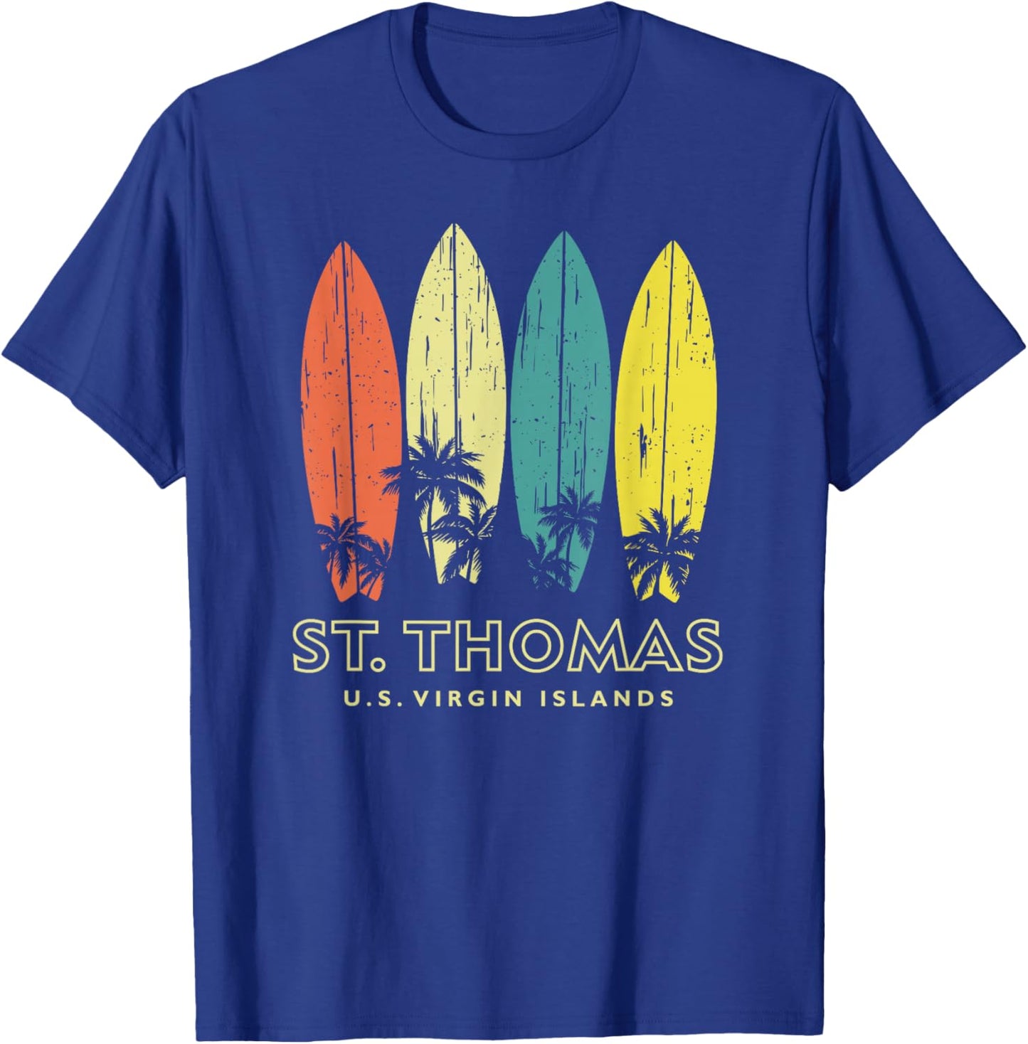 St Thomas Retro Surfboards Vintage Boys Girls Souvenir T-Shirt - T-Shirt | Royal