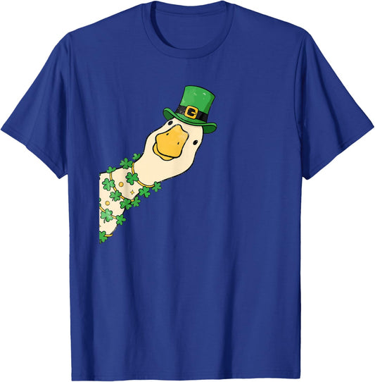 Retro Funny St Patricks Day Goose Shamrock Clover Irish Cute T-Shirt - T-Shirt | Royal