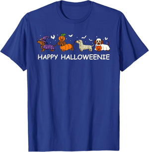 Weiner Dog Witch Happy Halloweenie Cute Halloween Dachshund T-Shirt - T-Shirt | Royal