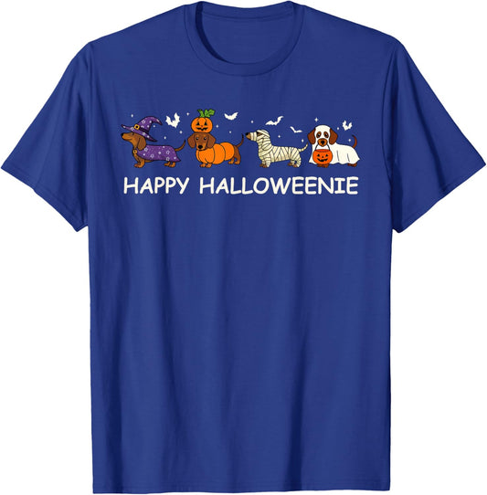 Weiner Dog Witch Happy Halloweenie Cute Halloween Dachshund T-Shirt - T-Shirt | Royal