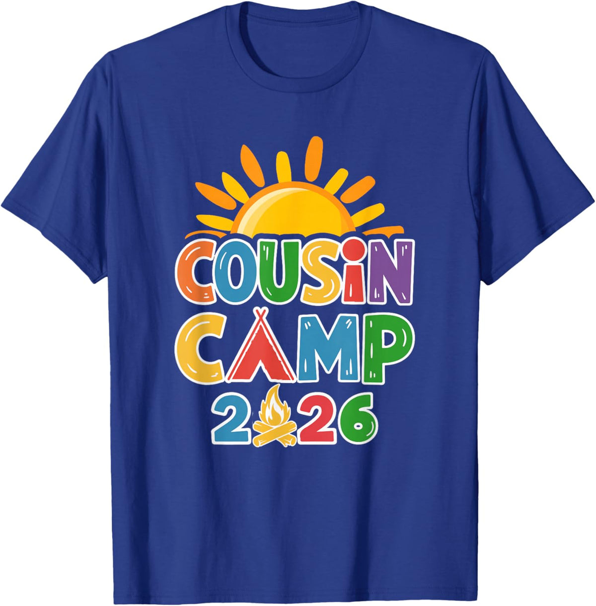 Cousin Camp 2026 Family Vacation Summer Camping Crew T-Shirt - T-Shirt | Royal