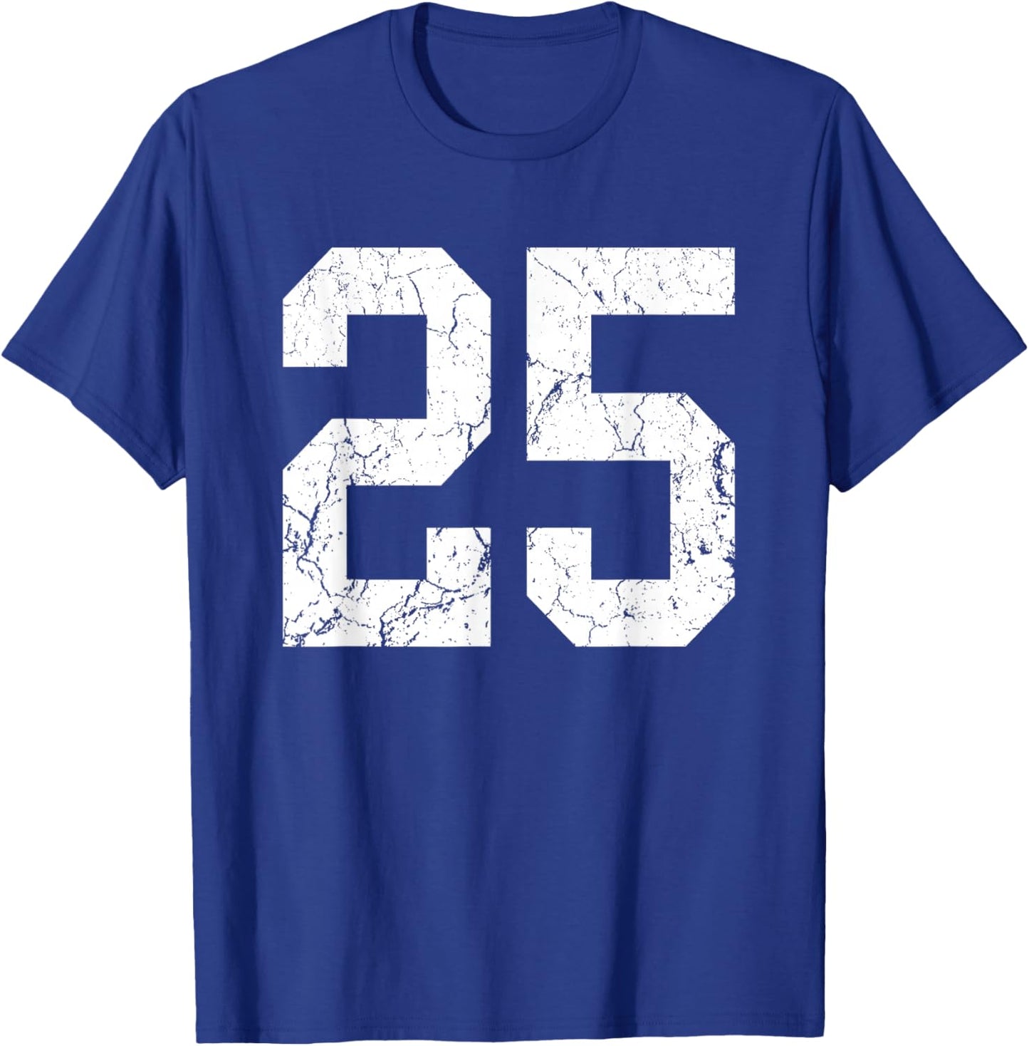 Distressed White Number 25 Jersey Player Uniform #25 T-Shirt - T-Shirt | Royal