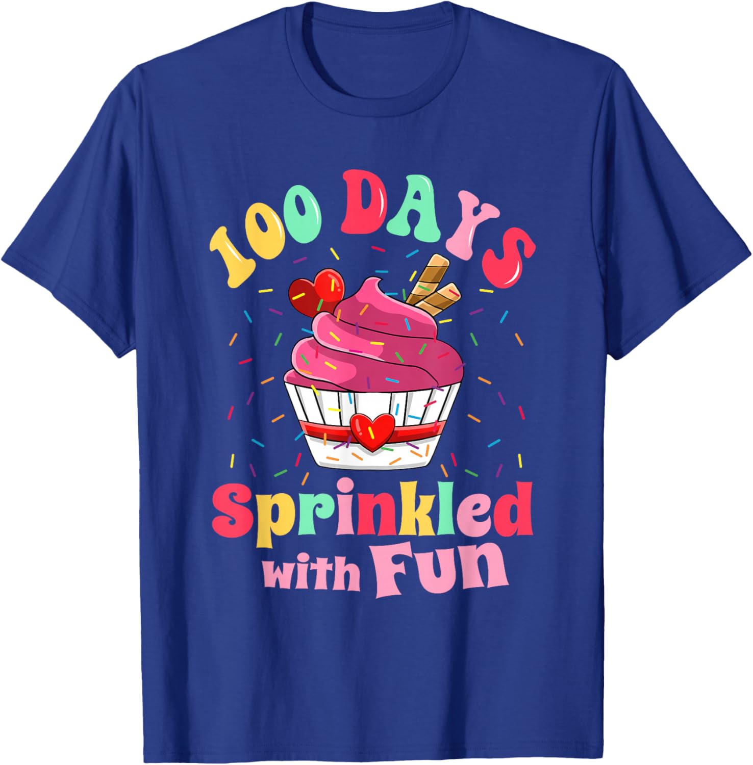 100 Days Sprinkled with Fun Cupcake 100th Day of School Kids T-Shirt - T-Shirt | Royal