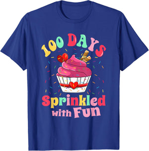 100 Days Sprinkled with Fun Cupcake 100th Day of School Kids T-Shirt - T-Shirt | Royal