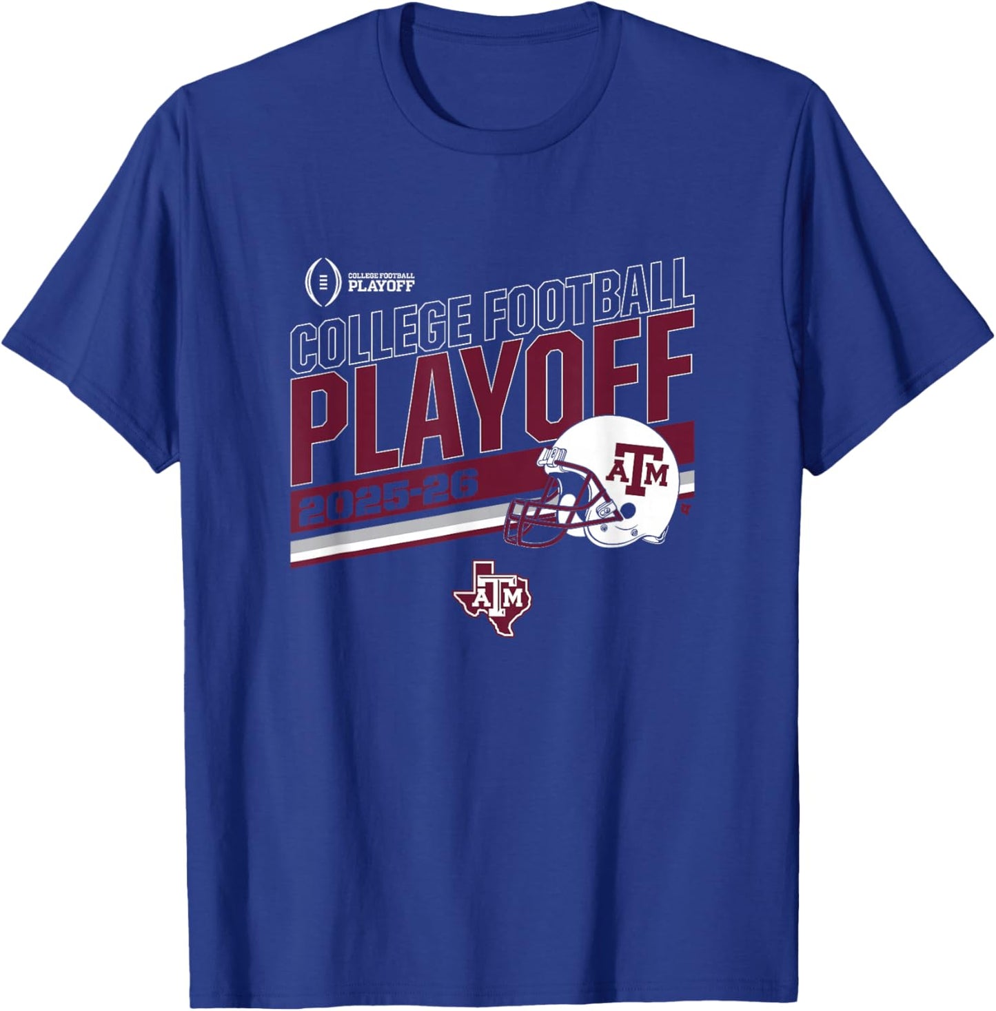 Texas A&M Aggies College Football Playoff Stripe 2025 T-Shirt - T-Shirt | Royal