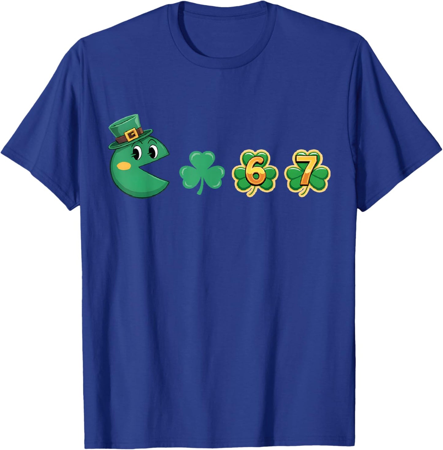 St Patricks Day Eating 67 Shamrock Retro Gamer Men Boys Kids T-Shirt - T-Shirt | Royal